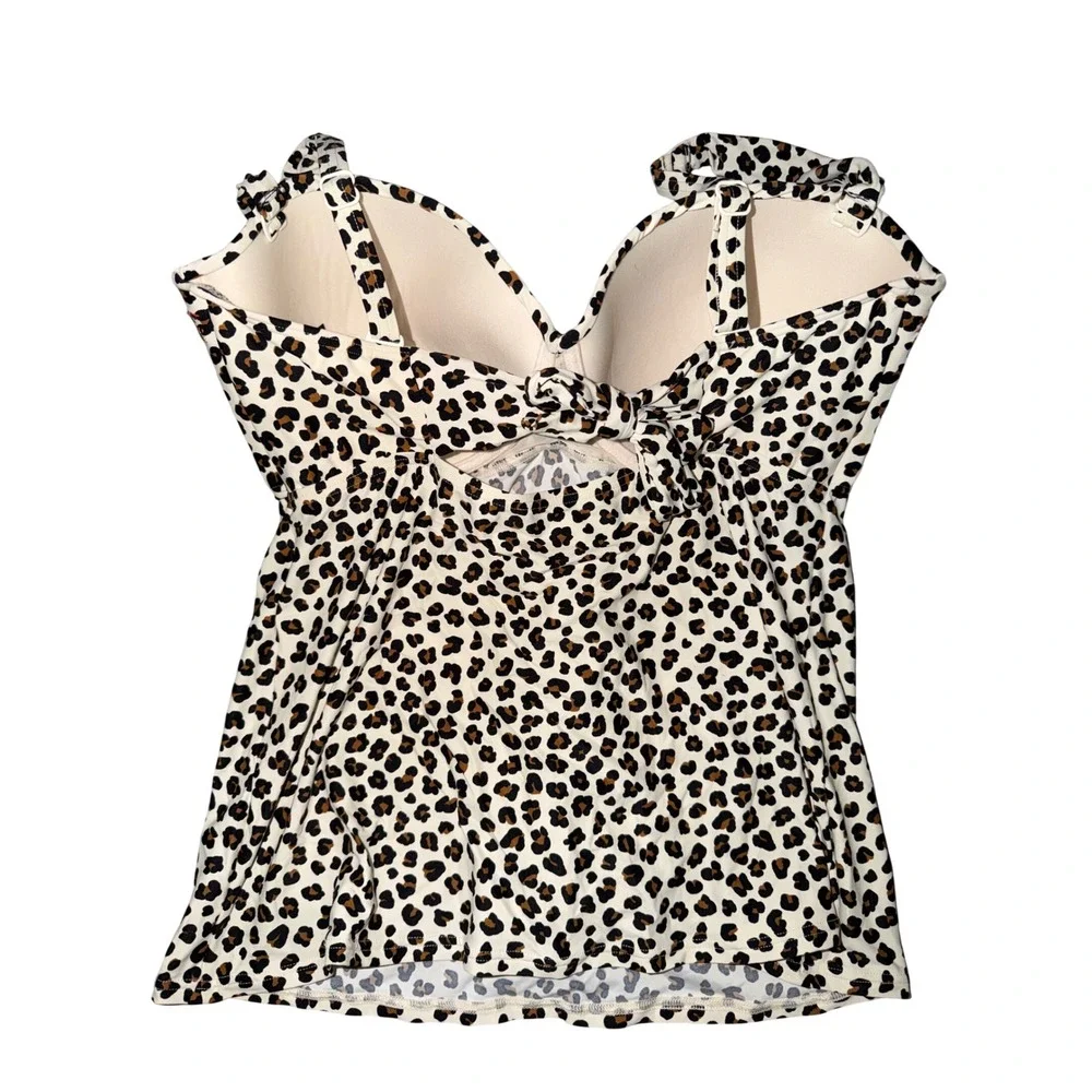 Coco Reef Leopard Print Tankini Top Bra Sized 32/34 DD Underwire Swimwear Q3